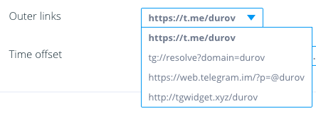 tgwidget's tweet photo. Уважаемые пользователи!
Появилась возможность самостоятельно выбрать адрес внешних ссылок в виджетах! (эта проблема связана с блокировками некоторых доменов мессенджера #Telegram в некоторых странах) #telegramwidget https://t.co/d06EtPdjxT