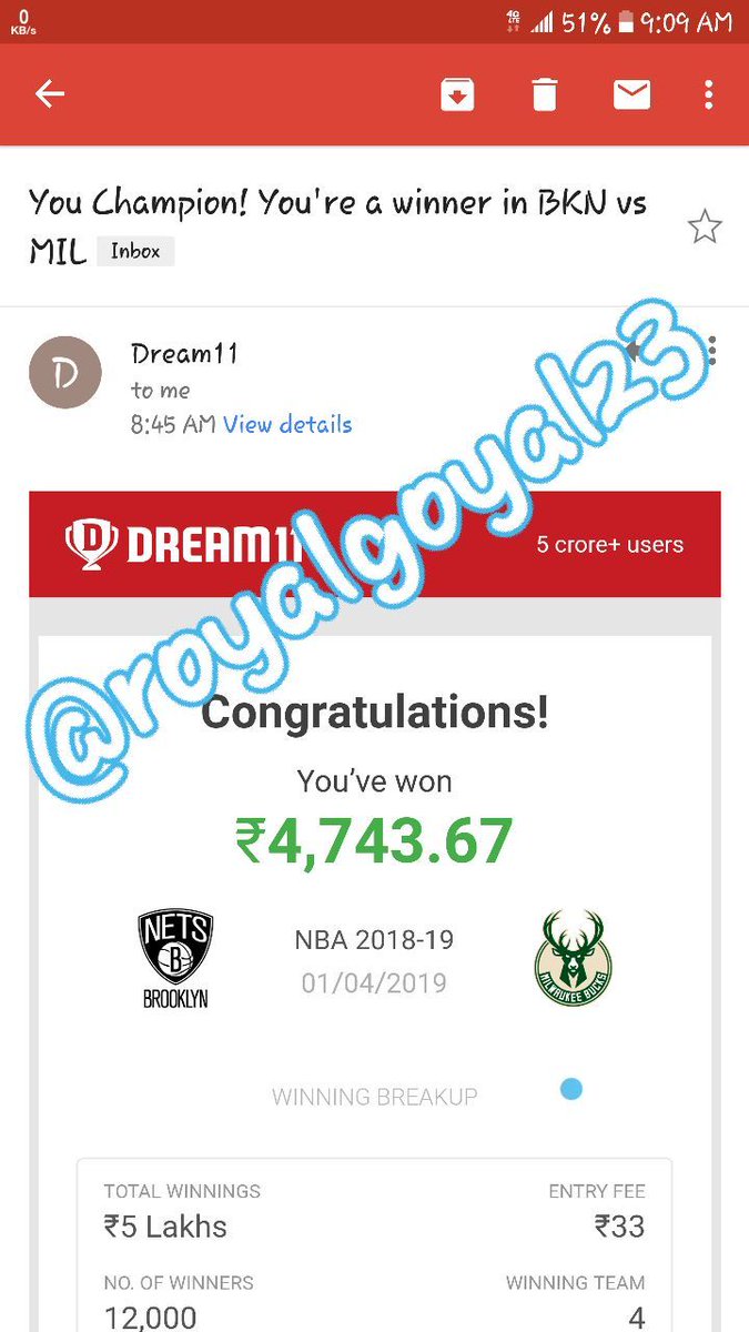 Royalgoyal23's tweet photo. #nba #nba #nba
Hope u all won good.🤩🤘🤘
#Cleansweap
#BKNvsMIL
#MILvsBKN
hope u all won good congrats to all.😍😍
Share ur winnings
#like #Retweet #Comment
#Dream11
Join our telegram for upcoming team.
https://t.co/csDZ2rJqzq
If link not work search on telegram
@Royalgoyal23 https://t.co/ihoJ2iOyZR
