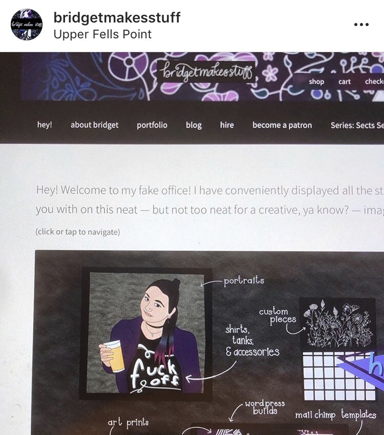 bwoodbury's tweet photo. So excited to finally share my website refresh! Here’s a screenshot of my homepage — now with 100% more interactive image of a fake office! See the rest: https://t.co/5Zt5Zxk8S0
•⠀⠀⠀⠀⠀⠀⠀⠀⠀
#webdesign #wordpress #smallbusiness #graphicdesign #baltimoreart #bmorecreative https://t.co/xZHA22zj3y