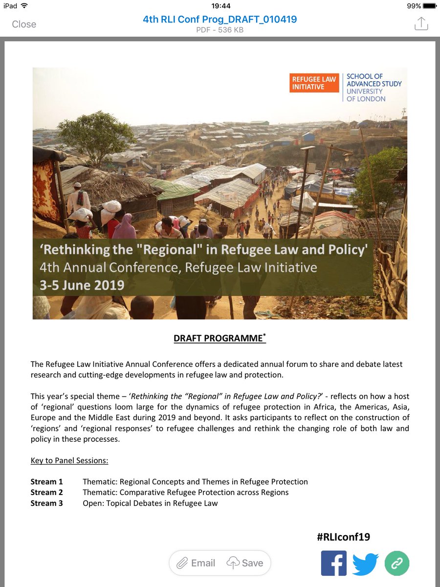 patriziarn's tweet photo. Glad to read my name in the program 'Rethinking the "Regional" in Refugee Law and Policy', @RLI_News in London, 3-5  June. #RLIconf19 #mypaper #guardianship #migration #children https://t.co/KftJvW7hU0