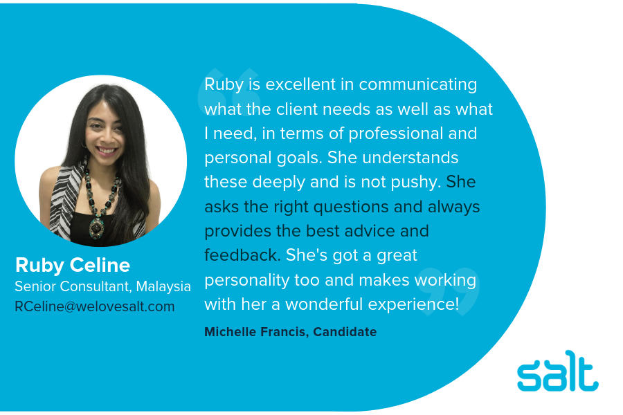 saltjobsME's tweet photo. @RubyACeline recently received this lovely feedback from a candidate. Finding the role that suits you, professionally and personally is so important. Great work, Ruby! https://t.co/3tCJKJgsMK