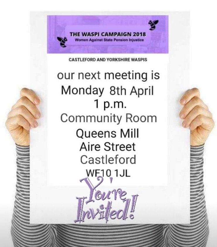 Chrishainswort2's tweet photo. #Castleford & #Yorkshire #waspicampaign2018 NEXT MEETING #dateforyourdiary
#welcomenewmembers #nofee
#friendlygroup #relatetoeachother
#StatePension #noindividualletters in 1995 to inform of MAJOR changes to #statepensionage in 1995 #legislation https://t.co/6NbFVCzR0M