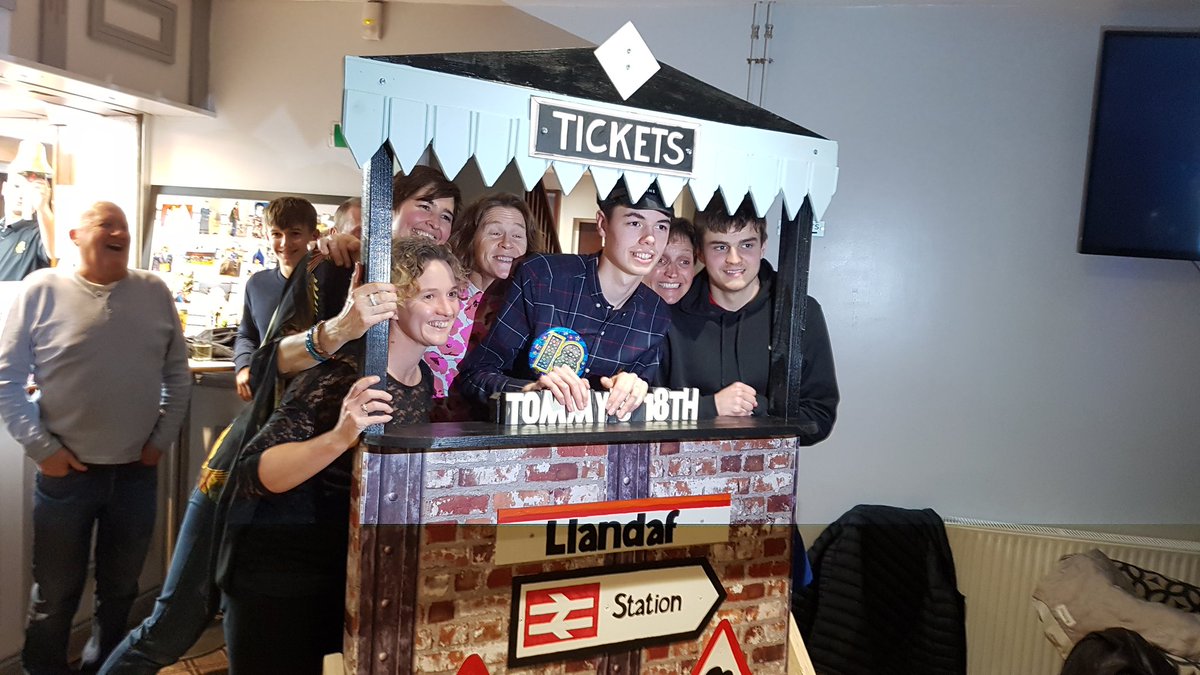 hallsofllandaff's tweet image. Calling all Primary Schools.(or other sectors) 
I made this Railway Station Photo booth for Tommy's 18th Party (He has Autism &amp;amp; loves Trains) 
However instead of cramming it into my garage never to see the light of day again I would love it to go to a good home. 🚇🚆🚅🚄🚃🚂🚈🚉