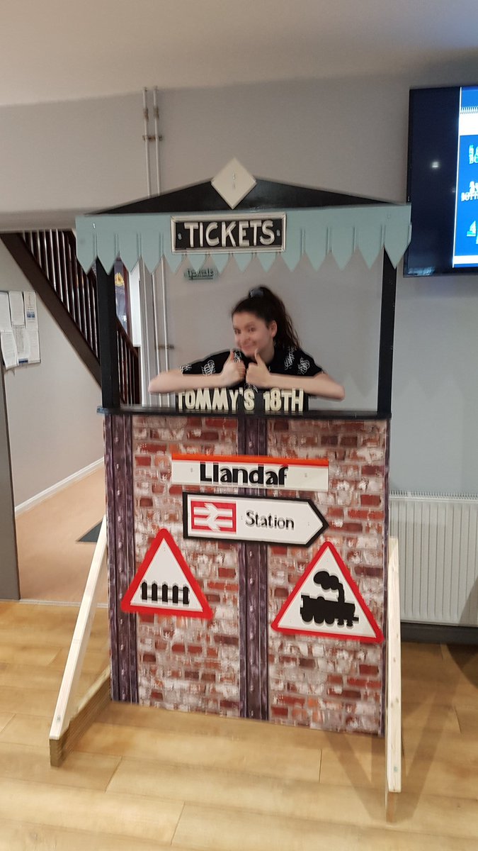 hallsofllandaff's tweet image. Calling all Primary Schools.(or other sectors) 
I made this Railway Station Photo booth for Tommy's 18th Party (He has Autism &amp;amp; loves Trains) 
However instead of cramming it into my garage never to see the light of day again I would love it to go to a good home. 🚇🚆🚅🚄🚃🚂🚈🚉