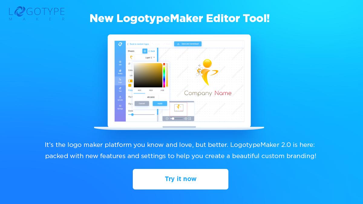 logotypemaker's tweet image. New LogotypeMaker Editor Tool! It’s the logo maker platform you know and love, but better.
LogotypeMaker 2.0 is here: packed with new features and
settings to help you create a beautiful custom branding. Try it now! #branding #logo #custom #logodesign #logotypemaker