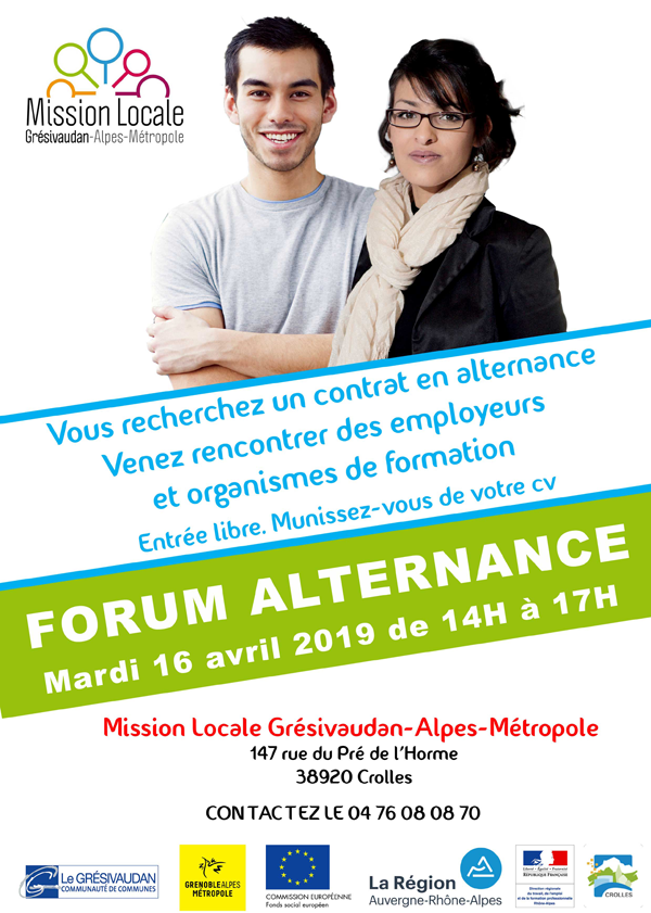 #FORUM : #G5formation vient à votre #rencontre ! #Rendezvous à #Crolles mardi 16 #avril afin d' #échanger sur votre #projet d'#alternance! L’#événement est organisé de 14h à 17H à la #MissionLocale #Grésivaudan-Alpes-Métropole (147 rue du Pré de l'Horme 38920 Crolles)