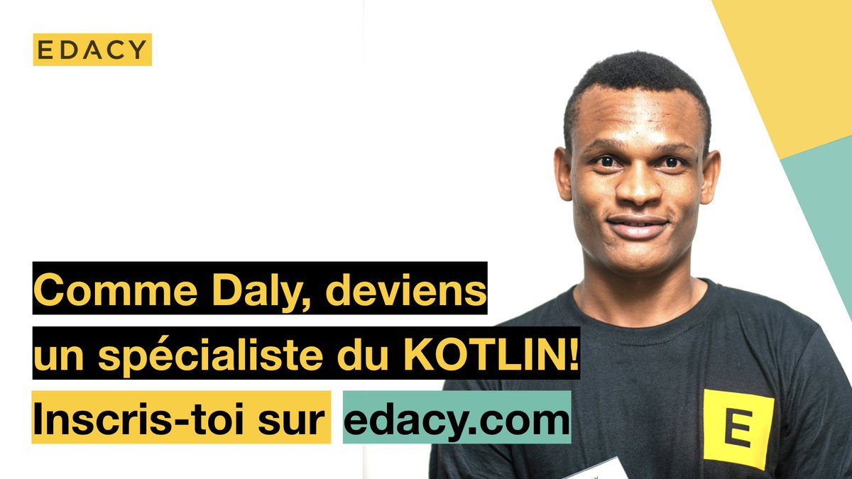 EDACYHQ's tweet photo. Veux-tu apprendre à créer des applications mobiles solides et innovantes avec KOTLIN ?
Alors, rejoins nos #WorkLearners en #MobileDevelopment en t’inscrivant d’ici le 27 mai 2019.
👉 https://t.co/z6zNEVeZ3S
#sentech #kebetu #team221 #EDACY #kotlin https://t.co/hFVMSeeYqy