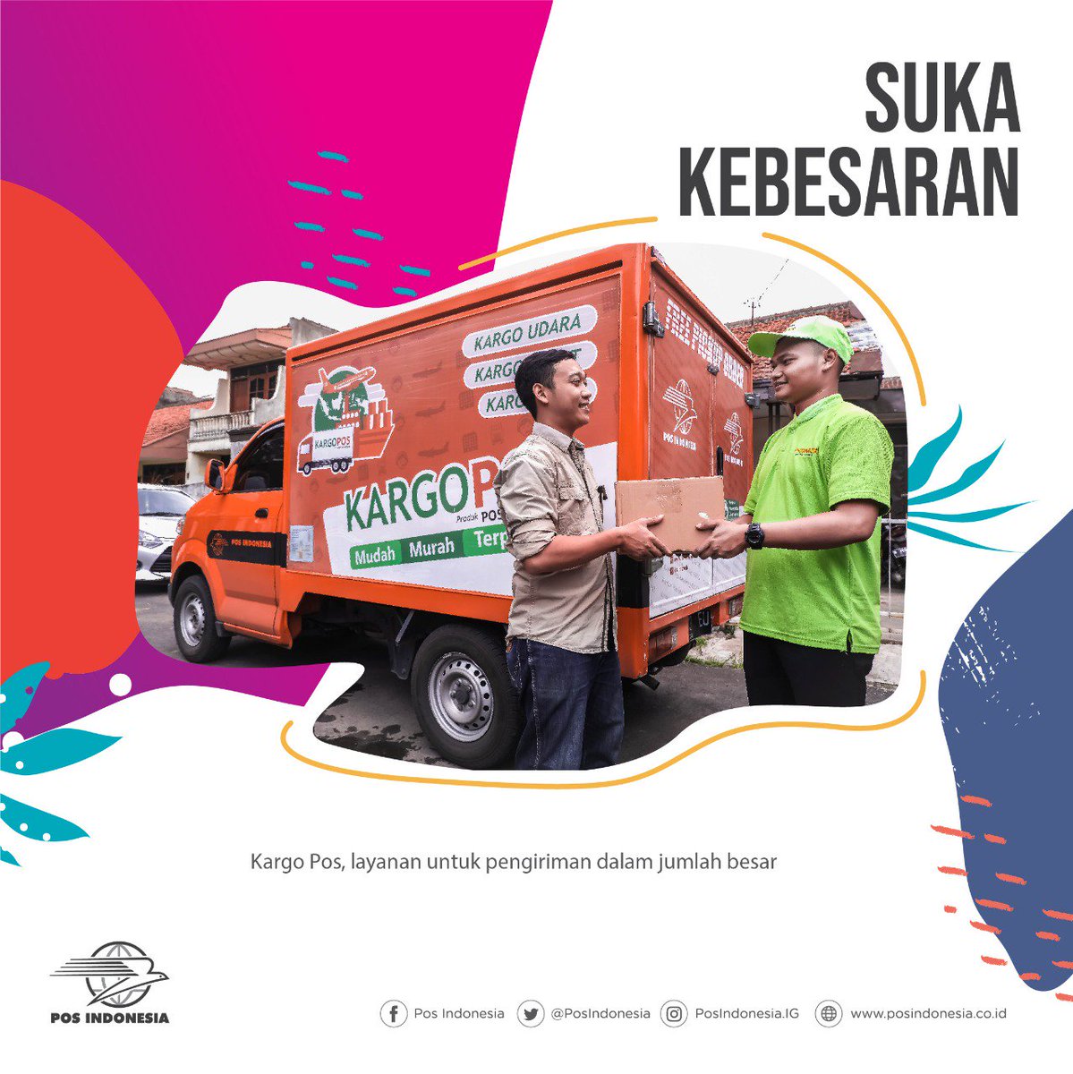 PosIndonesia's tweet image. Kargo Pos, layanan untuk pengiriman dalam jumlah besar

#POSIndonesia #POSinaja #KabariNegeri #AmanTepatWaktu #AgenPos #BUMNhadiruntuknegeri #kurir