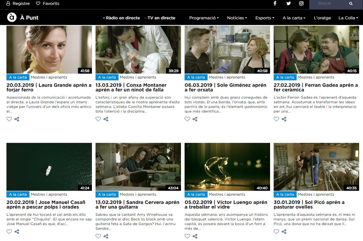 Com que el València CF juga este dimecres partit de lliga contra el Reial Madrid, #MestresiAprenents s'ajorna, però... Ei! Que podem triar on line el que més ens ha agradat i tornar a vore'l! 
👉🏼apuntmedia.es/va/a-la-carta/…