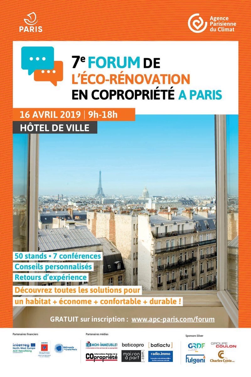 🗓️Rendez-vous le 16 Avril au Forum de l'éco-rénovation à l'Hôtel de Ville de @paris.
Inscrivez-vous gratuitement &amp; venez soutenir de beaux projets :
bit.ly/2SQU23N