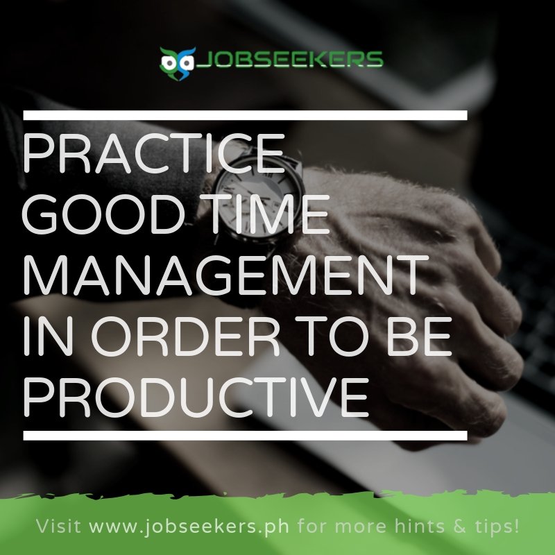 jobseekersph's tweet photo. Set priorities and be smart about your time spent job searching. Using your time wisely will help you stay organized and prevent burnout as you look for a job. Visit us at https://t.co/mybEoNy9IF for more job hints &amp; tips! 😉

#jobseekersph #jobsearch #jobtips #JobHintsandTips https://t.co/pytJdPoLZE