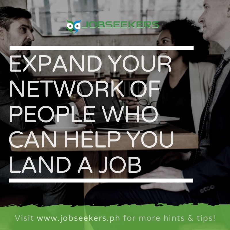 jobseekersph's tweet photo. For the vast majority of jobseekers, a large and strong network of contacts — people who know you and want to help you uncover job leads — results in more job opportunities. Visit us at https://t.co/mybEoNy9IF for more hints &amp; tips! https://t.co/KfhkZOOTkE