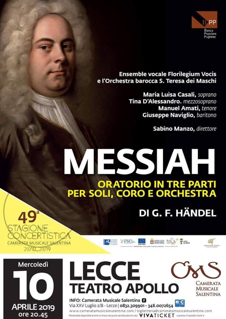stmbari's tweet photo. 🎼 Messiah di G.F. Händel (Oratorio in tre parti per soli, coro e orchestra) 

📅 Mercoledì 10 aprile 

🏛 Teatro Apollo, Lecce 

🕰 20:45

@sabinomanzo https://t.co/p0AmxoKGOs