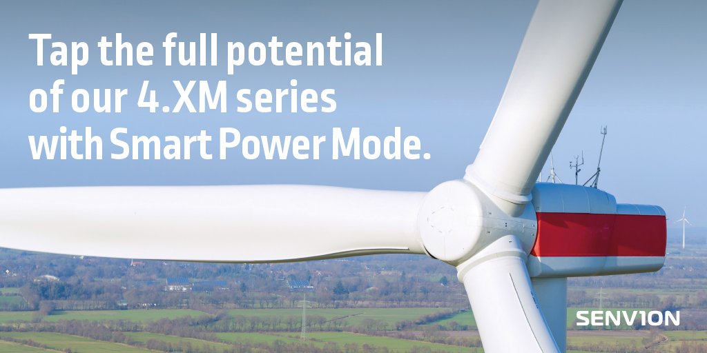 Senvion_com's tweet photo. Smart Power Mode maximizes the nominal power of our 4.XM series from 4.2 to 4.5 MW. Find out more #WindEurope2019 Hall 1, Stand E30 @WindEurope #RenewableEnergy #wind #wemakewindperform https://t.co/Sj9wSIJ73y