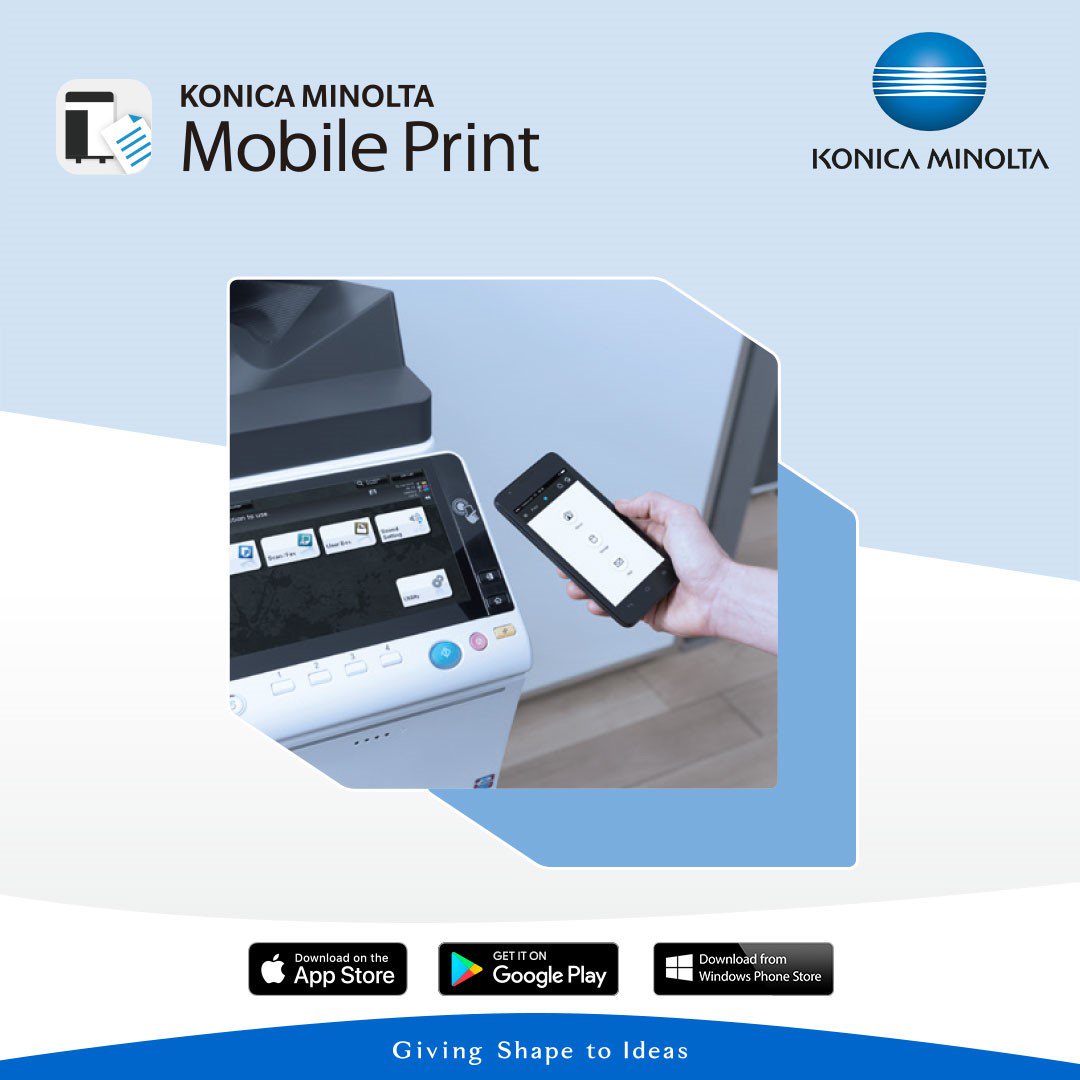 Betjening mulig Calamity Grundlægger Konica Minolta Business Solutions Middle East DMCC on Twitter: "The free Konica  Minolta Mobile Print App connects mobile devices with Konica Minolta bizhub  output systems to print from and scan to a