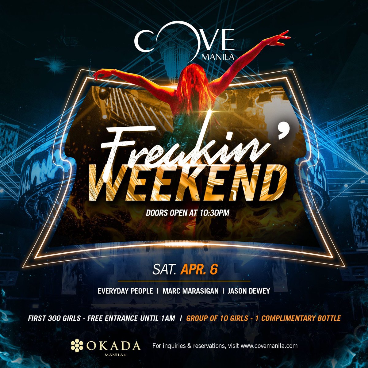marcmarasigan's tweet image. Doin' the primetime set this Saturday at @CoveManila! Come through!🥂 

#FreakinWeekend #CoveManila