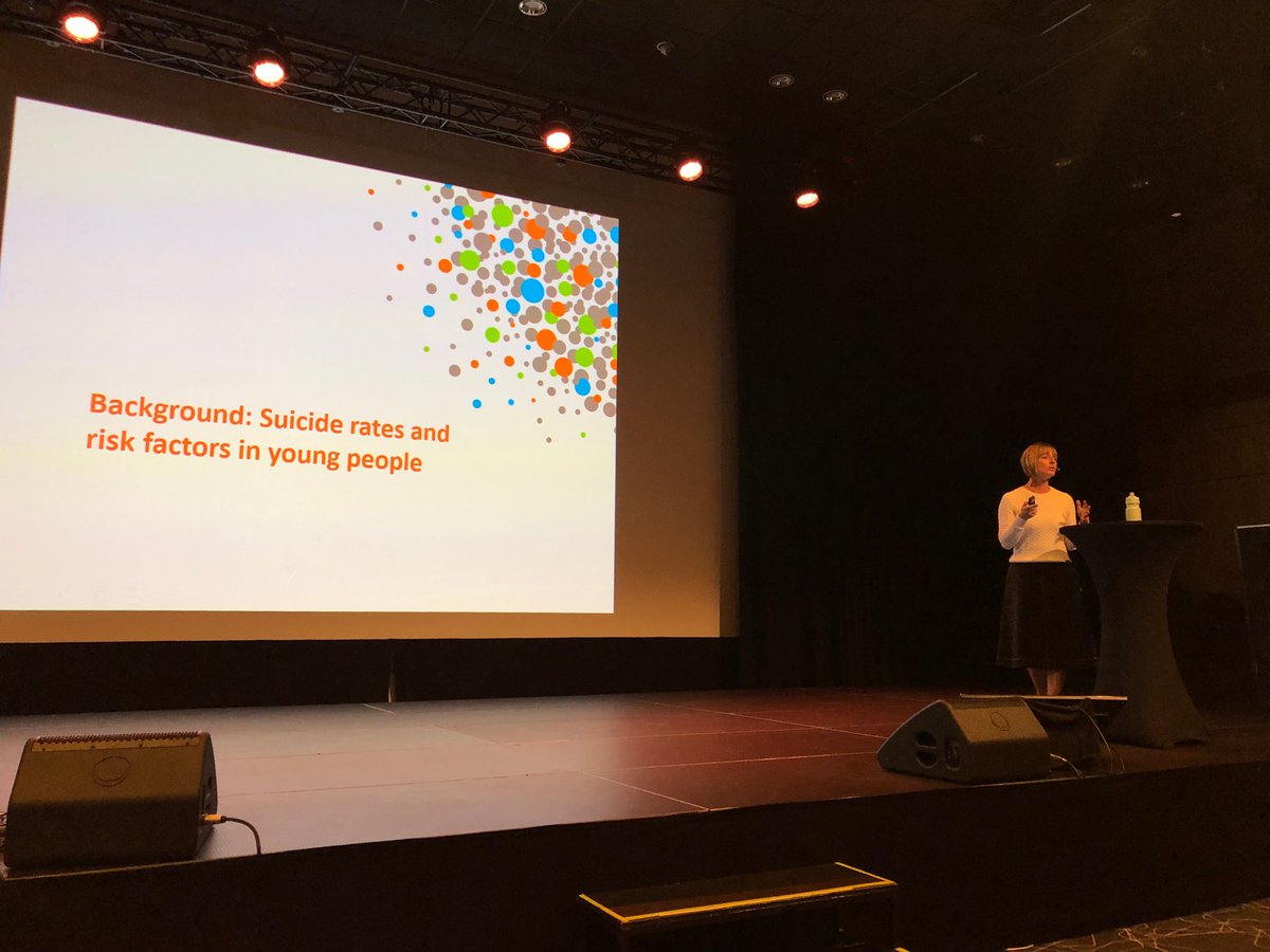 NSSFKartlegging's tweet photo. Prof ⁦@JoRobinson_Aus⁩ is talking about youth suicide prevention across settings in a plenary session at the 10th National conference on suicide research and prevention in Norway. Later today she will present the #chatsafe project. ⁦@orygen_aus⁩ ⁦⁦@NCISH_UK⁩ https://t.co/p9q67WpToo