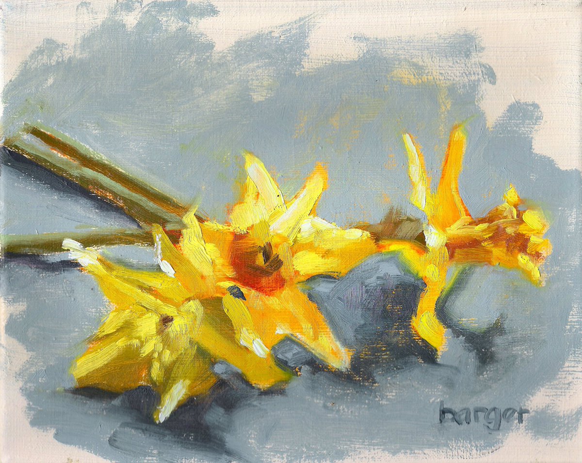 bbarger415's tweet photo. These daffodil paintings are three of the little collection heading to the Hampton Gallery in Kinston, NC tomorrow for the North Carolina Impressions exhibit sponsored by PaintNC! April 11 - June 22. https://t.co/9tBUWjW8BV