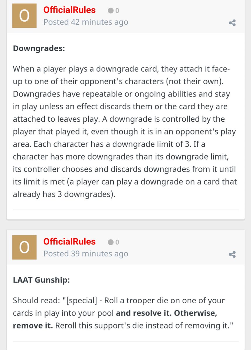 KoRPodcast's tweet photo. New rules update to hit the LAAT and the force tree. Great job by jeremy and @FFGames! #starwarsdestiny #SWdestiny https://t.co/5NtL7dFxOT