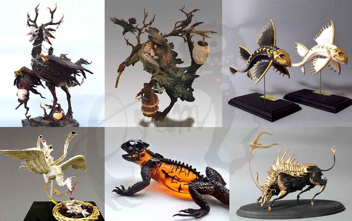 ムラマツ アユミ 浪漫幻鳥発売中 Ar Twitter 4月なのでフォロワーさんに自己紹介しようぜ 粘土や樹脂で空想生物を作ってます 妖怪や 幻獣 骨とかをモチーフに異世界な感じを表現してます アニメを作ったり絵を描いたりもします 新年度もどうぞよろしくです