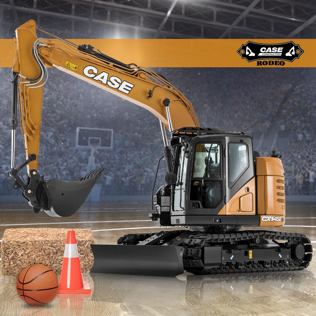 CaseCE_EU's tweet photo. 10 years of the #CASERodeo at #bauma2019! To celebrate, our stand will feature a special edition CASE Rodeo game, using a CASE CX145D SR excavator. Join us on stand FN 817, 8-14 April, Munich, to mark a special anniversay of the toughest test an operator can face.  #CASEBauma https://t.co/PNvb11fo1I