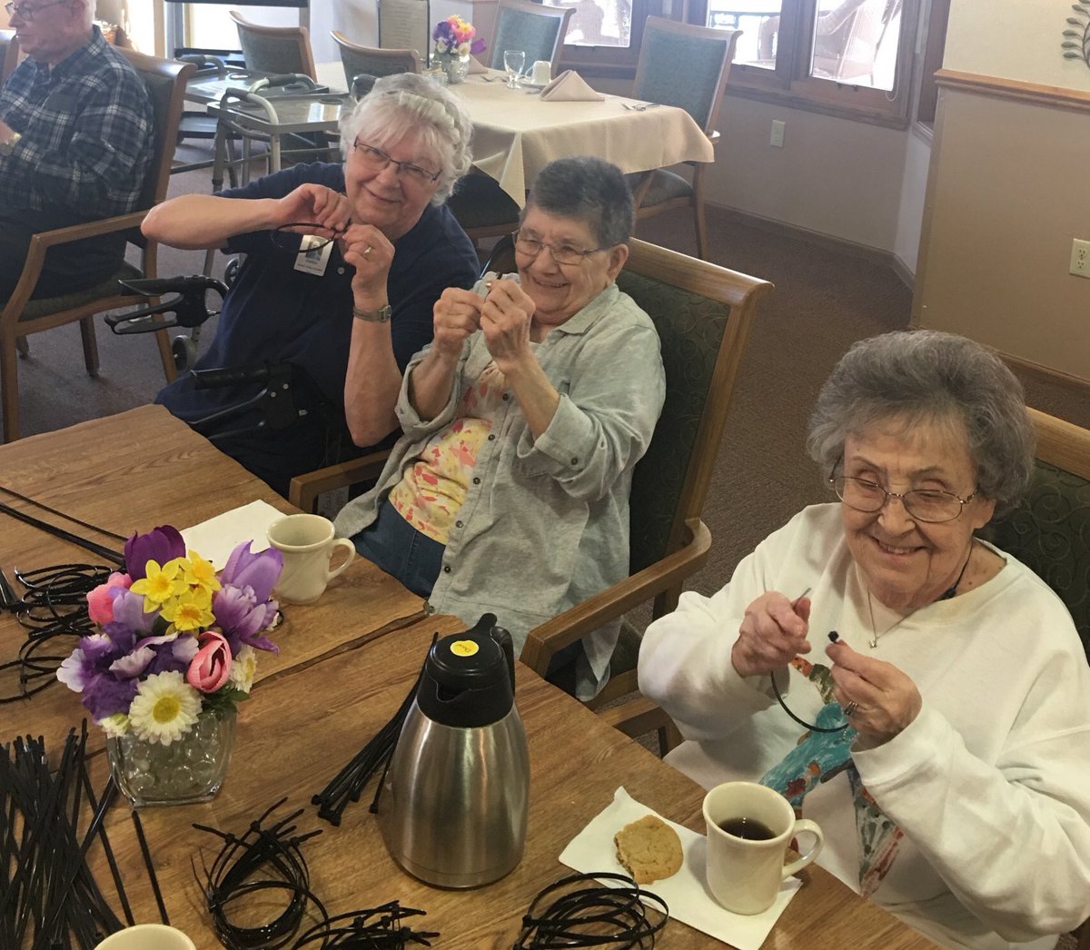 Residents at the senior living apartments at #EventideonEighth in Moorhead recently joined the community in getting ready for possible flooding by preparing ties for sandbags! #TeamEventide #MoorheadProud #ILoveFargo