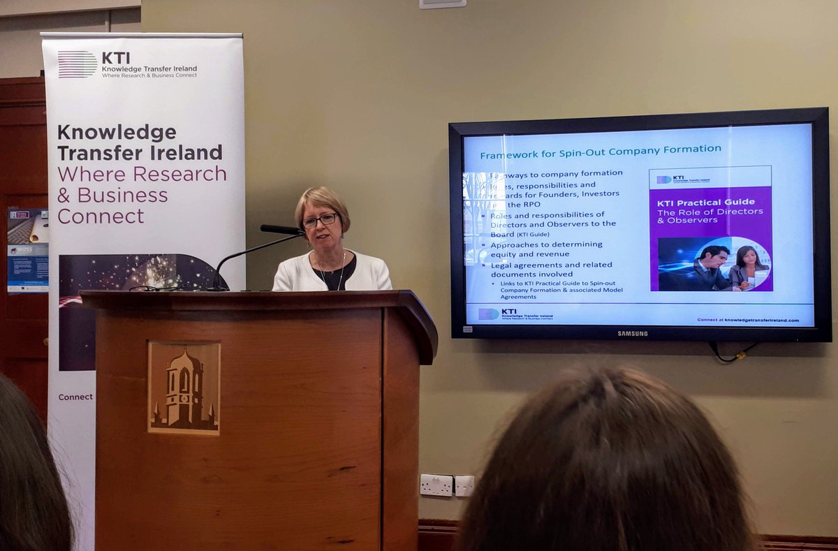 tech_innovate's tweet photo. How to successfully spin out of a university? @KTIconnect Director Alison Campbell speaking at the @nuigalway as part of a national roadshow presenting Ireland's National IP Protocol 2019 to businesses and researchers @NUIGinnovation #ipprotocol2019 https://t.co/b18zlmTrQ3