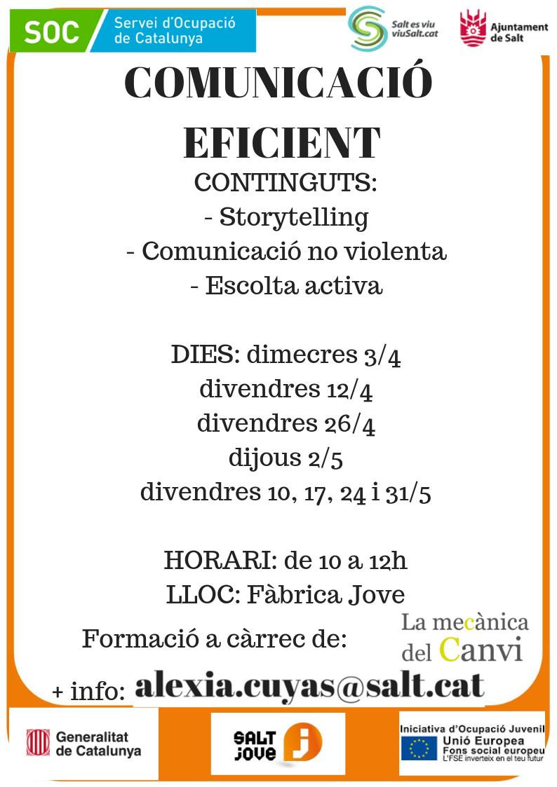 Salt_jove's tweet photo. Comunicació eficient #ProgramaSingular
Requisits:
✔️ de 18 a 29 anys
✔️ Estudis superiors finalitzats (batxillerat, cicles formatius, graus universitaris, màsters, etc.)
✔️ Estar sense feina
Més info a https://t.co/5zEytkZQeR
#SaltJove #ViuSalt https://t.co/DQmTayA86T