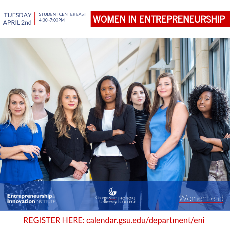 enigsu's tweet photo. Today is the day! Stay tuned as we hear from @MoiraVetter of @modomodoagency, Baiyina Jihad of @BYTClassroom, @jaminemoton of #SkylarSecurity & Molli Burch of @crosbybymollieburch on our #Women in #Entrepreneurship panel! #GeorgiaState #TheStateWay #ENIGSU #WomenLead #GSUHonors https://t.co/KvcjEsR3LU