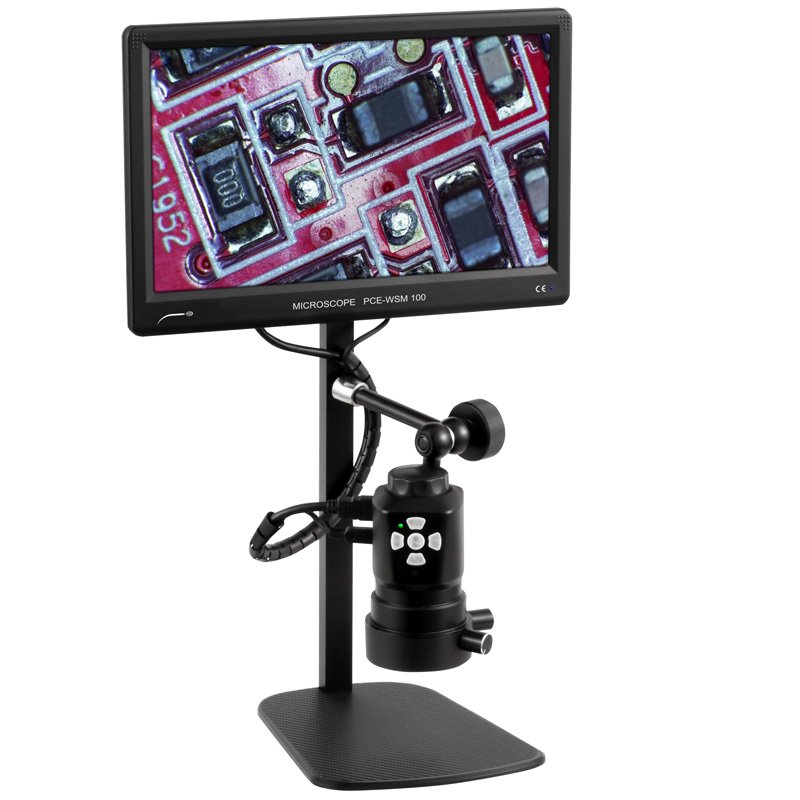 The #Microscope PCE-WSM 100 is the ideal aid for repair &amp; service  workshops. With the movable camera arm, the lens can be precisely aligned with the object to be examined. 220x Magnification. 12.5" LC Display. USB Interface. bit.ly/2CSjv86 #optical #inspection #repair