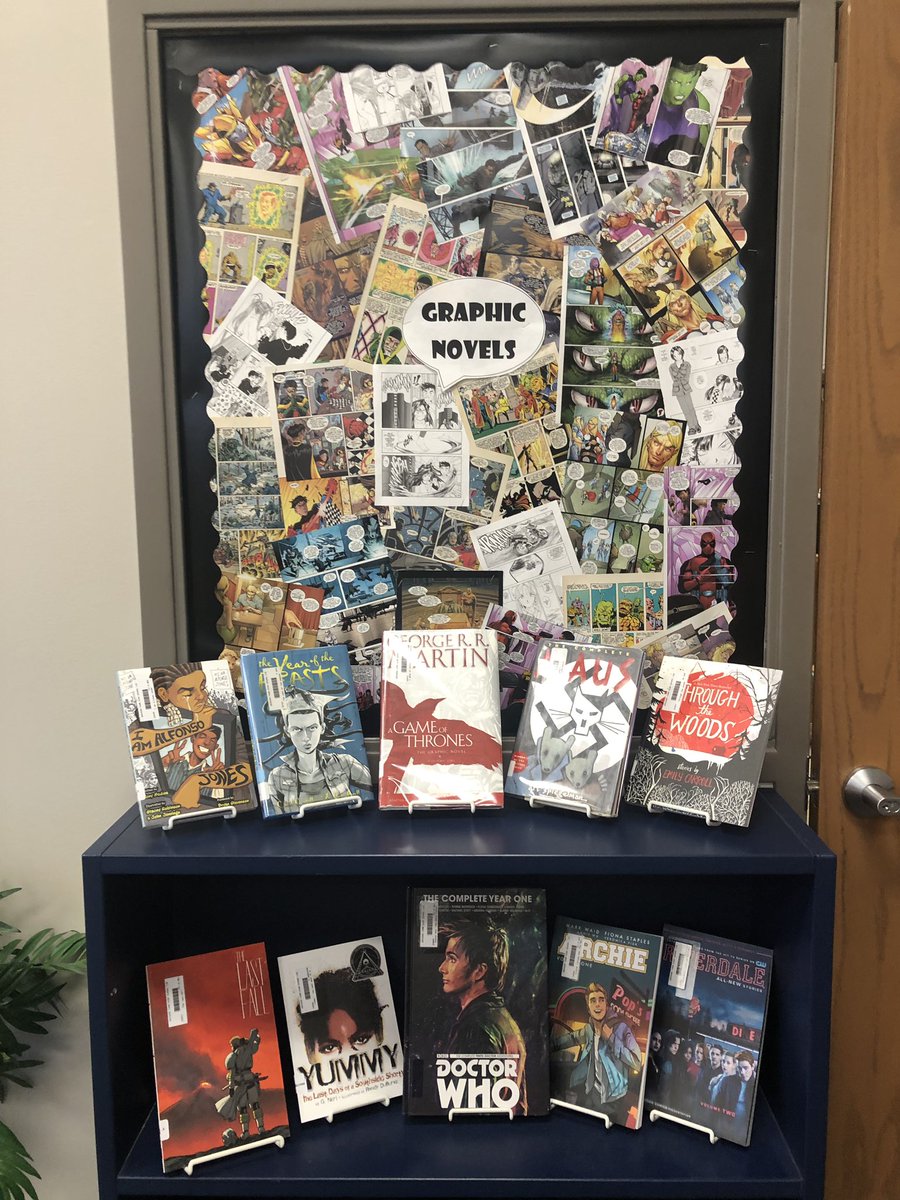 OFHSLibrary's tweet image. Come check out our new graphic novel display!  Titles like Doctor Who, Riverdale, Archie, Game of Thrones and so much more!  #graphicnovels #orchardfarmhsreads