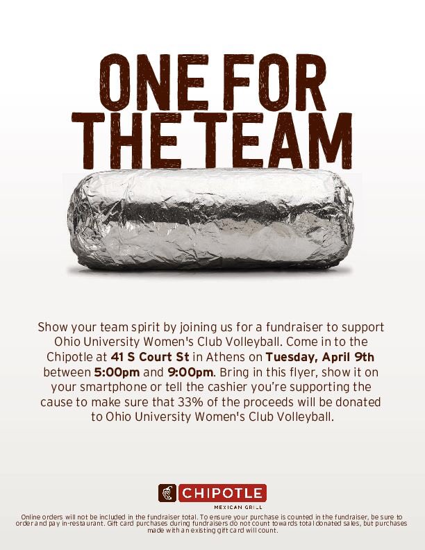OUWCVB's tweet image. Feeling hungry? Same here! Next Tuesday head on down to chipotle on court street and show this when you pay. Help out your lady cats! 🐾🐱