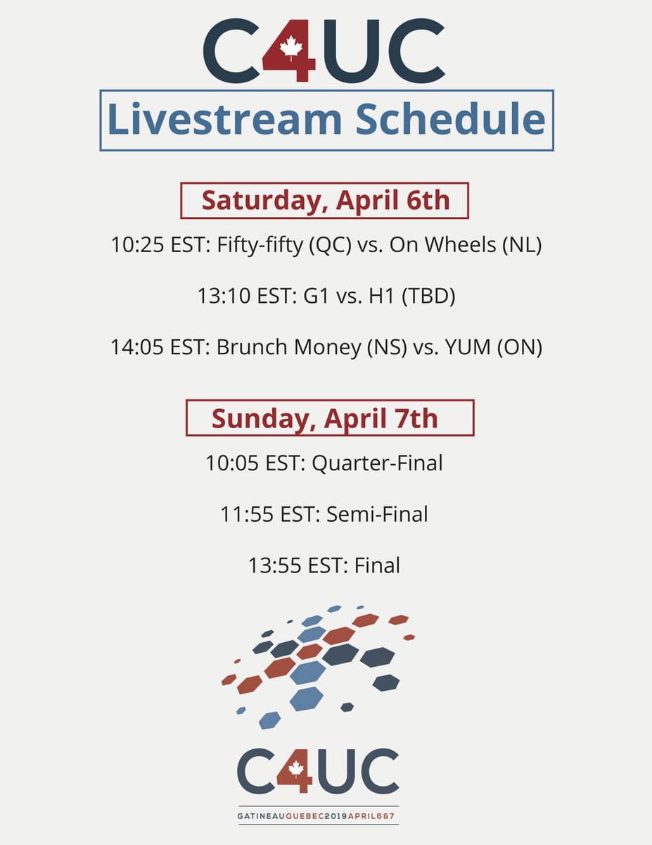 We will be live streaming six games from #C4UC2019 this weekend! All games can be watched live on our YouTube page: youtube.com/UltimateCanada…