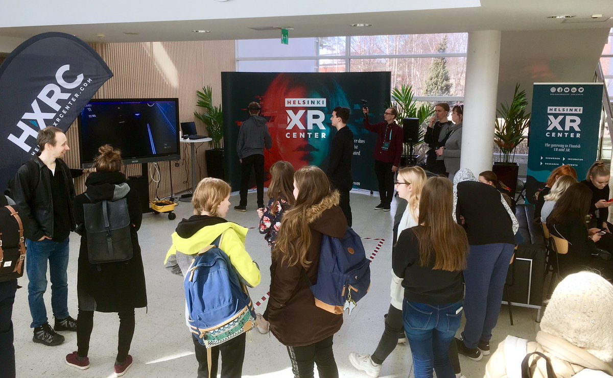 Now happening: our XR Roadshow at <a href="/metropolia/">Metropolia</a> UAS Viertotie Campus! 🔥 People are super interested about our fun demos. Come say hi to us at Vanha Viertotie 23, Helsinki — if you can! 👋🏼 #helsinkixrcenter #XRroadshow #hxrc