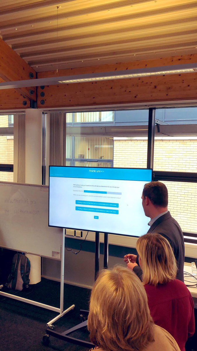 EdspaceHoxton's tweet photo. @ImpactEd_tweets kick off the #startup presentations with a demo of their tool, Think Uni #education #edtech #opendatacomp https://t.co/nUKXEyNZ8r