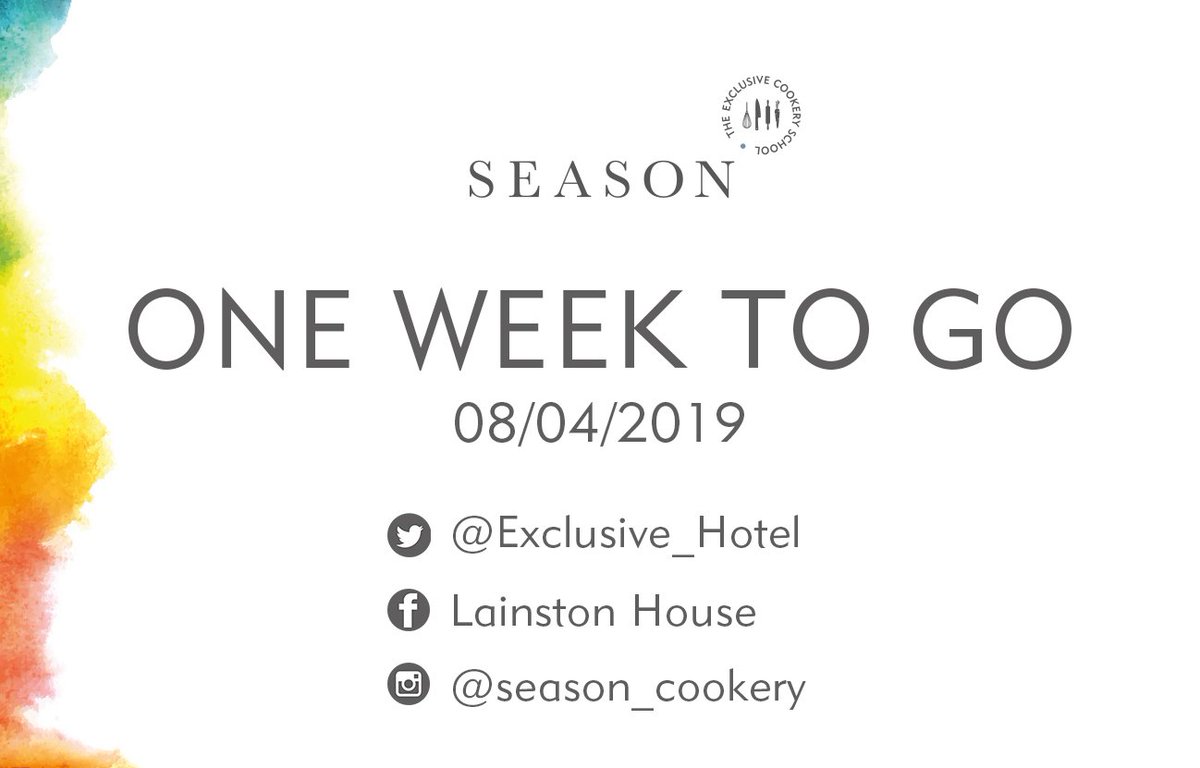 Thank you for following our Twitter page - we’ll be leaving Twitter on 8th April so make sure you’re following our Lainston House Facebook page as well as our Instagram account @season_cookery to stay up to date with everything going on at SEASON.