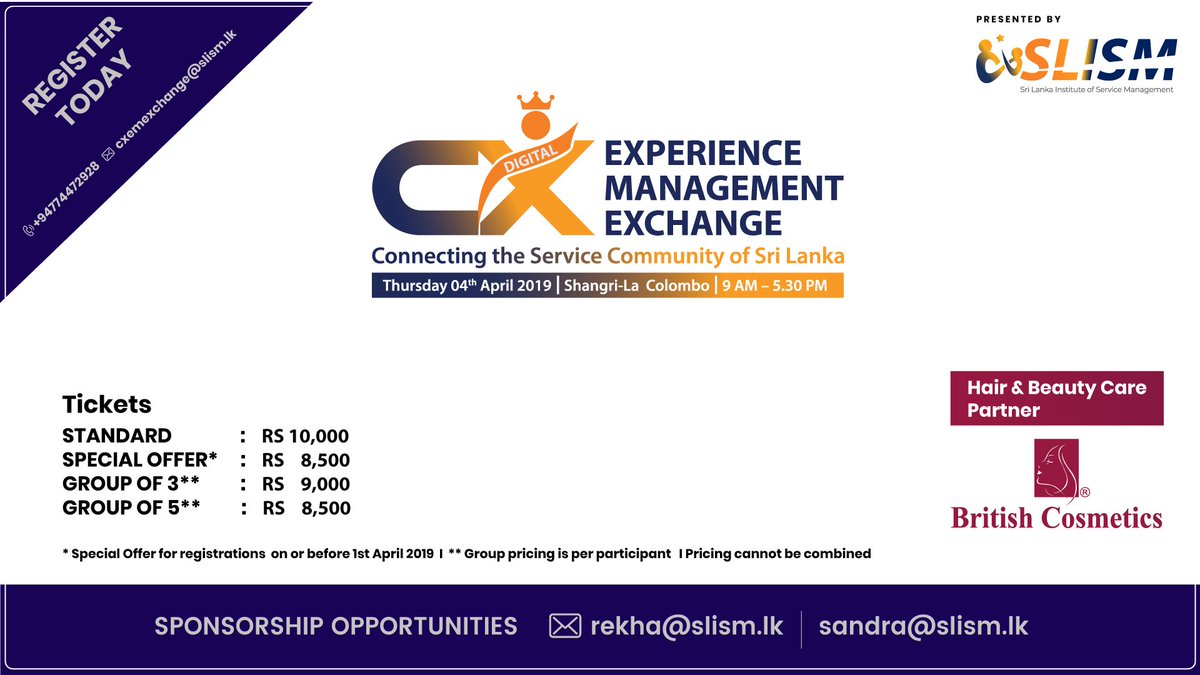 SLISMCE's tweet photo. Please welcome our Hair and Beauty care partner British Cosmetics.

Register Now :
https://t.co/ejI3wsiOqr

#DCEM #SandraDeZoysa #DigitalCEM #SLISM #Customerexperience https://t.co/7IIZNK3gzo