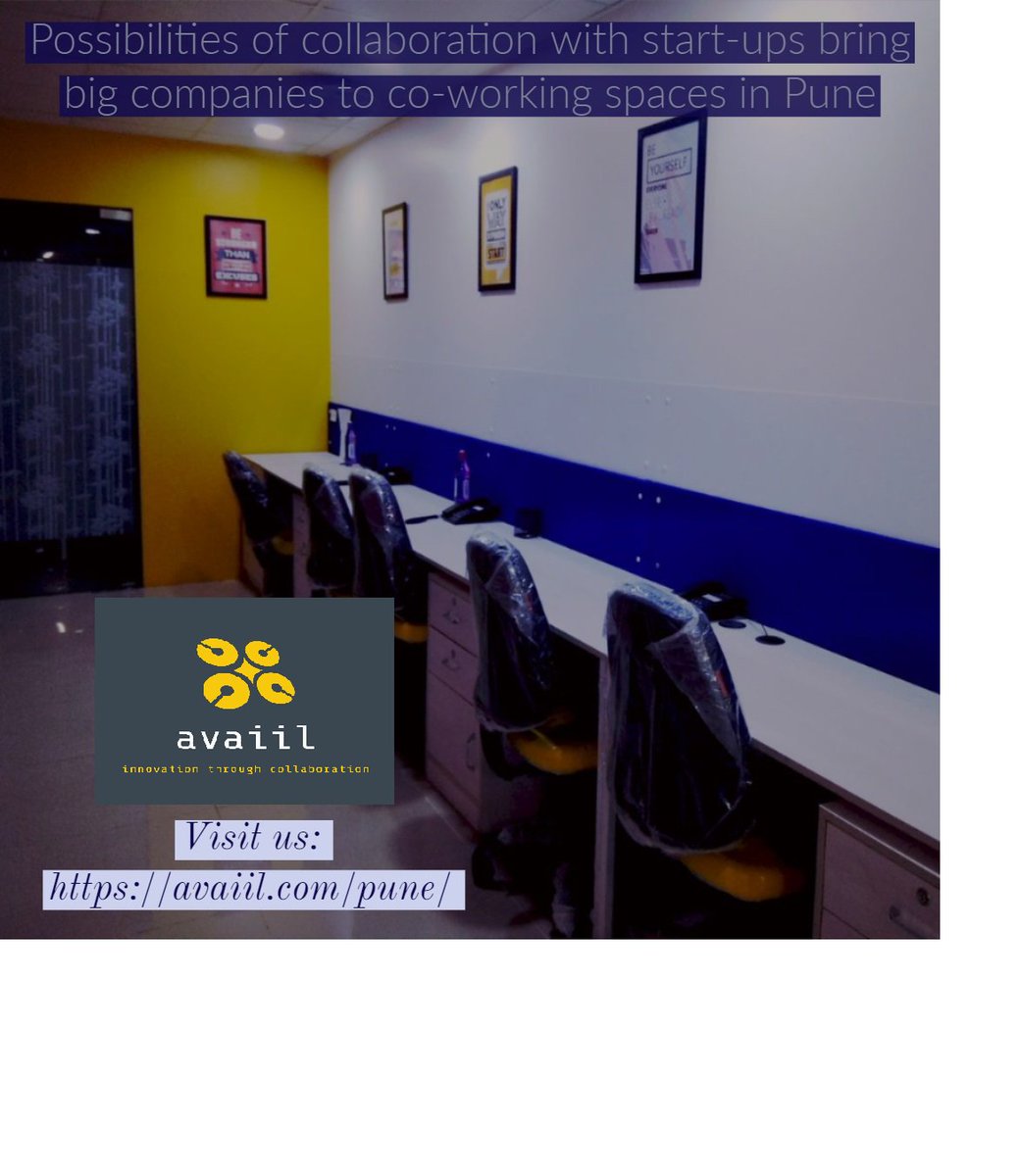 Avaiil_it's tweet photo. #Possibilities of #collaboration with #start_ups bring big #companies to #co_working spaces in #Pune
#worklifebalance #inspiration #conference_room #avaiil #fastest_growing #shared_desk #coworking_spaces #follow_us #professional_services 
(+91)8939870444
info@avaiil.com https://t.co/S92YeiNVTw