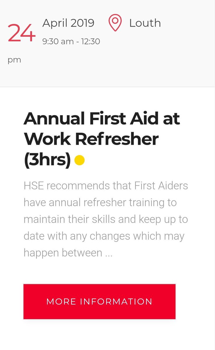BestFirstAid1's tweet image. Our annual 3 hour first aid at work refresher course is being held in #Louth in just over 3 weeks time.
Please visit the website or send us a message for all bookings and enquiries.

#firstaid #bookings #learning #skills #courses #workright