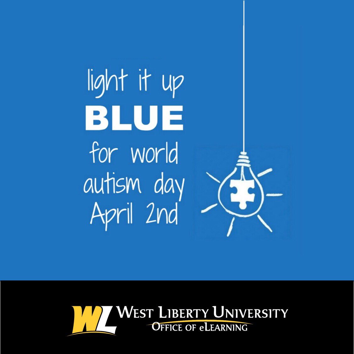 WLUeLearning's tweet photo. 💙 #lightupblueforautism #autismawareness #worldautismday #blue #wlu #elearning #online #hilltoppers https://t.co/PLr3aSrFyi