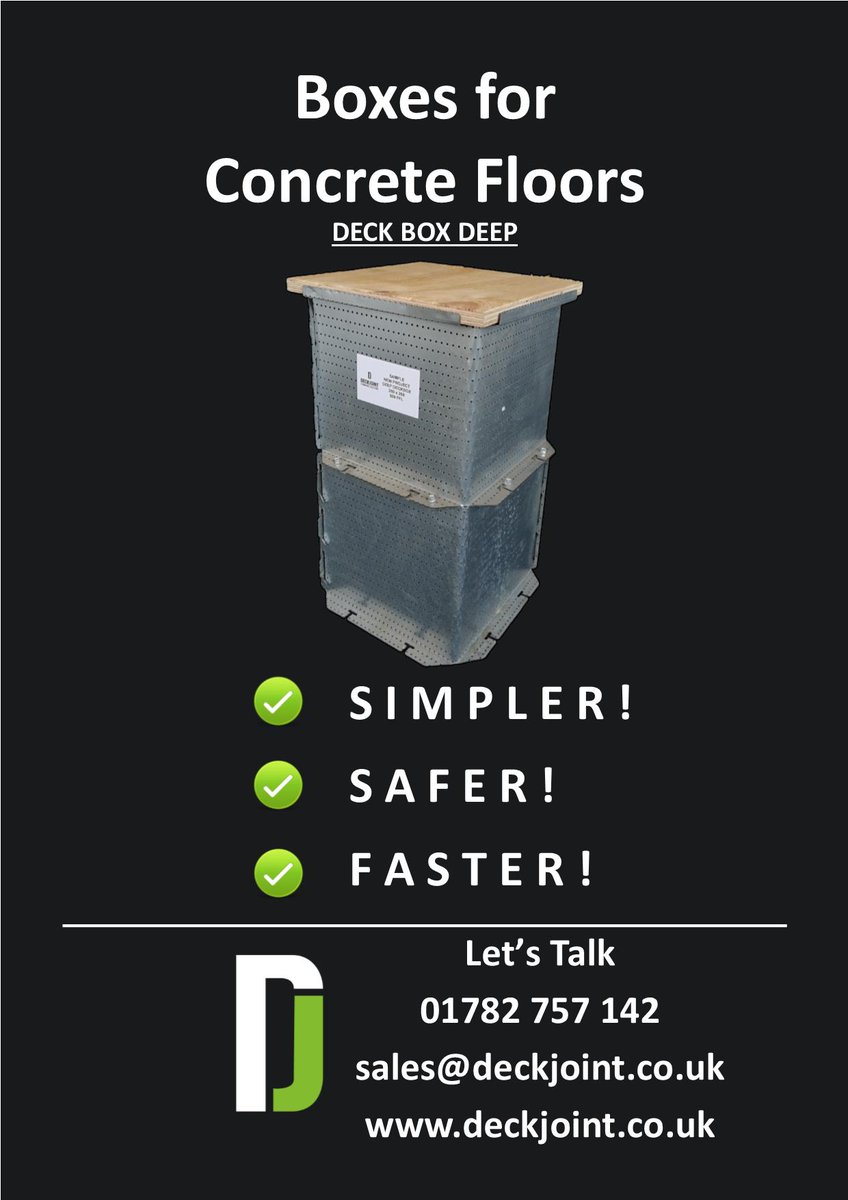deck_joint's tweet image. Take a look at Deck Joints brochure for a Deck Box Deep.

We can make our boxes any Width, Length, Depth and Size. All of our boxes are manufactured to the depth of slab and dimensions supplied by the client.

For further information please get in touch