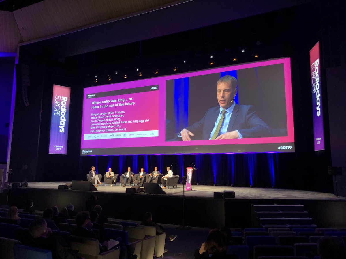 torvmark's tweet photo. #RDE19 Interesting panel on radio in cars. The #radioexperience can be even better than today with #voice, #personalization, #podcast and #hybridradio, but the radio industry has to collaborate across countries and cooperate closely with the car industry #radioplayer @rpworldwide https://t.co/kj5Y2oob23
