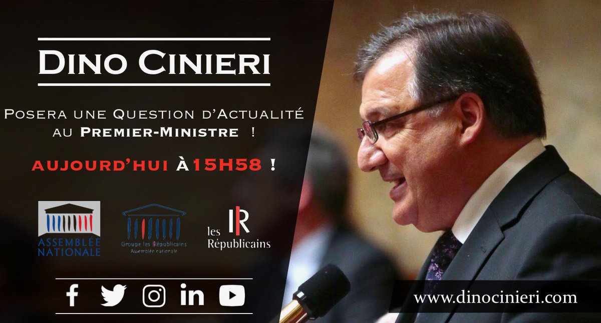 DinoCinieri's tweet photo. Cet après-midi je poserai une Question d’Actualité au Premier-Ministre @EPhilippePM !
Dès 15h58, retrouvez-moi sur @LCP et #EnDirect sur https://t.co/wbXbMf8wLc ! #DirectAN #QAG https://t.co/613DkZ7D8h