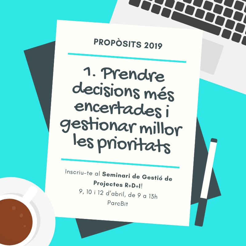 FundacioBit's tweet photo. 🧘♀️Potser dins els teus propòsits 2019 hi ha el de prendre les decisions d'una manera més encertada i gestionar millor les teves prioritats?
Llavors, el Seminari de Gestió de Projectes d'R+D+I et pot ajudar!
Dóna-li una ullada: https://t.co/xN58WZESuK #innovacio #projectesRDI https://t.co/54M4Fh3T5a