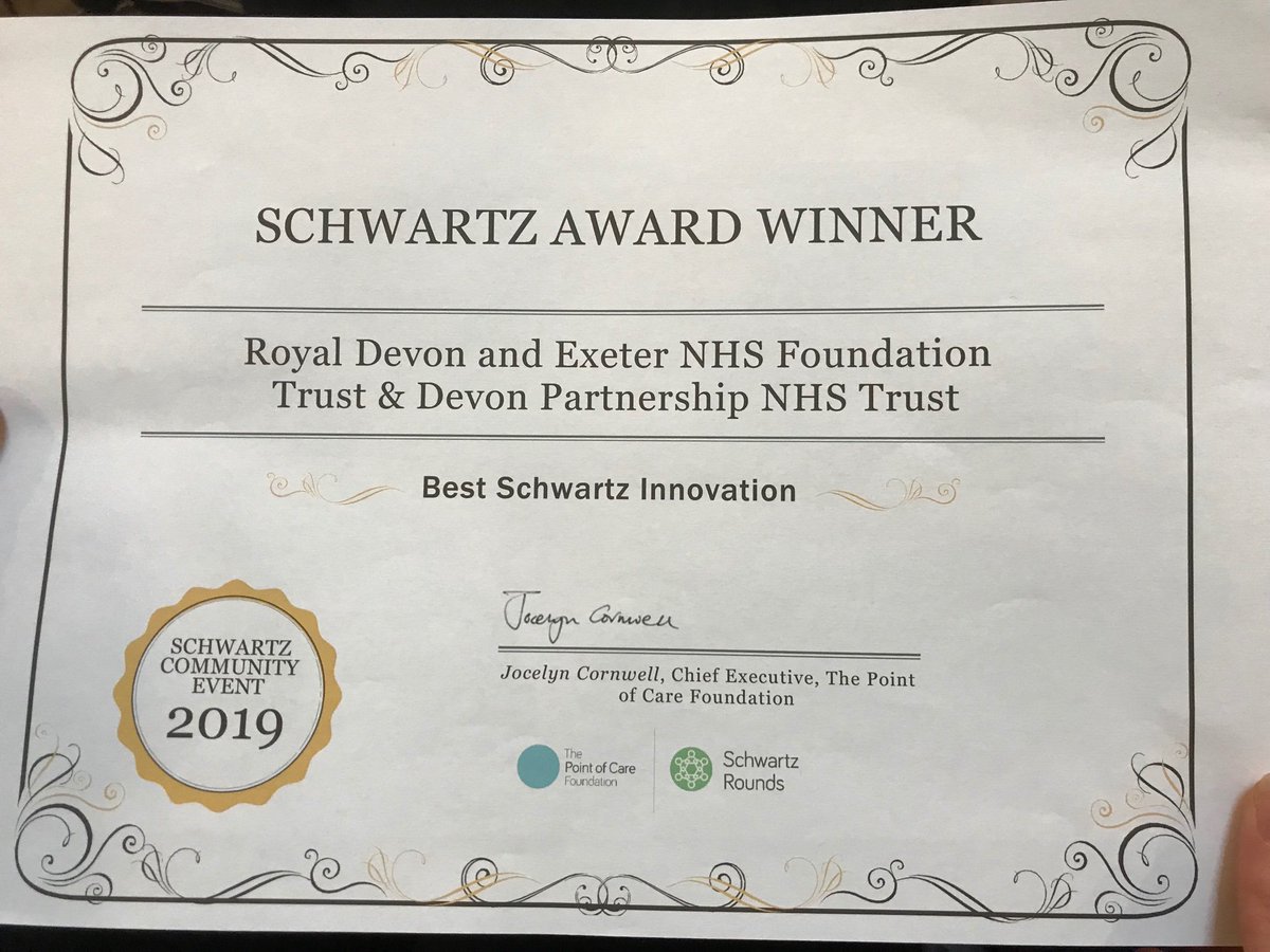 Very proud winners of the ‘Best Schwartz Innovation’ category at the Schwartz Commmunity conference in London today with our amazing partnership Schwartz team 

@dpt_nhs
@RDEhospitals 
#schwartzcommunity2019
@PointofCareFdn 
#schwartzrounds