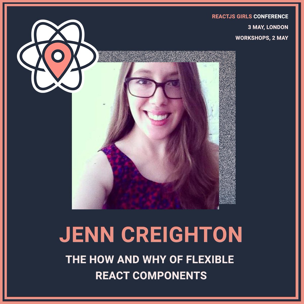 It's time to announce a new #ReactJSGirls conference speaker! 

<a href="/gurlcode/">Jenn Creighton</a> will be joining us in London with the talk 'The How and Why of Flexible #React Components'. 🙌
 
reactjsgirls.com