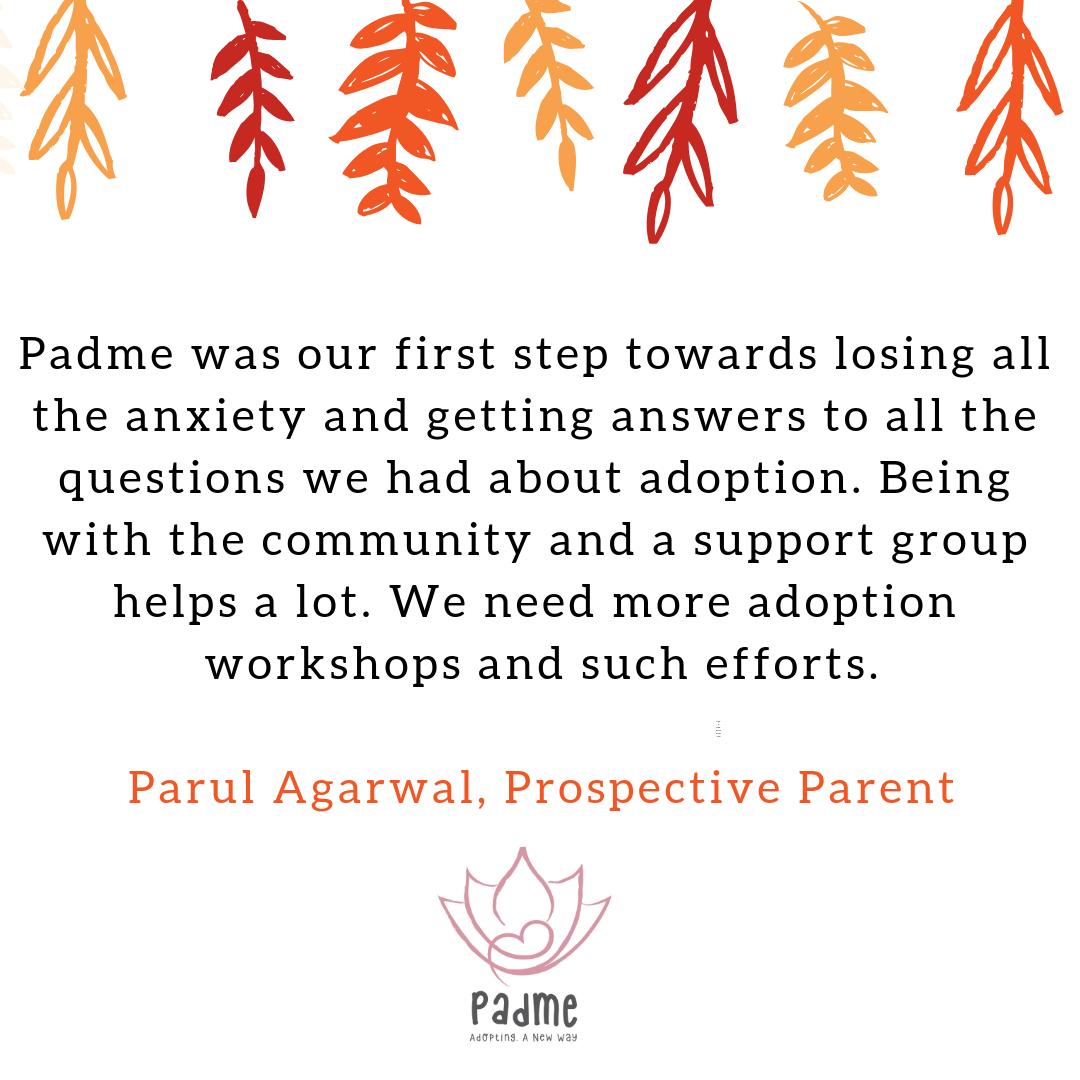 AdoptPadme's tweet photo. #feelinggrateful
Thank you Parul Agarwal for your #testimonial on the #preparednessworkshop organized by #Padme
Mail us at adoptpadme@gmail.com to know more about workshops
#askyourquestions #nojudgements #stayinformed #bustingmythsandbiases https://t.co/riB9SQz2Tv