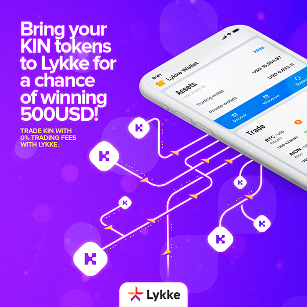 lykke's tweet photo. #KIN on Lykke Exchange: #raffle in social media!
Get a chance of winning 500 USD for promoting $Kin trading on LykkeX.

All you need to do is #RETWEEET this post &amp; have KIN coins in your Lykke Wallet.
Deadline: April 7.
Rules: https://t.co/2xt9m1OwcX
#kincommunity @kin_foundation https://t.co/3fu0qbSUqg