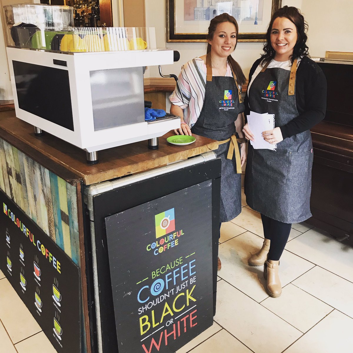 ColoursOfCoffee's tweet photo. And next up in our 2019 Colourful Coffee Barista Competition today, is Vicki &amp; Sophie from Cranberry Farm! @extractcoffee @sanremouk #Excited #Colourful #Coffee #notjustblackorwhite #makeyourdaybrighter #baristalife https://t.co/rNs7ROEFvw