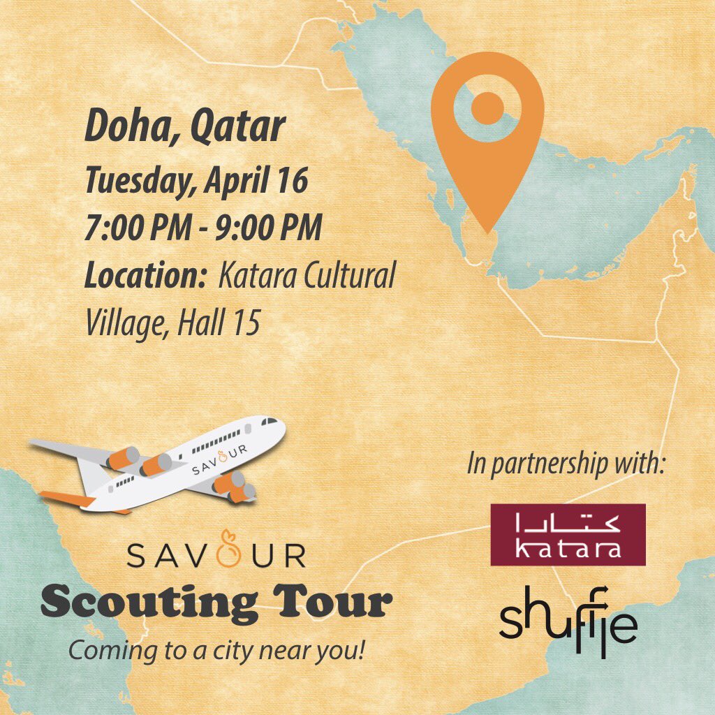 SavourVentures's tweet photo. QATAR! ๐ถ๐ฆ Get ready for the next stop of our #SavourScoutingTour! โ๏ธ If you are a startup involved in the food industry and interested in joining an accelerator, join us April 16 @kataraqatar from 7-9 pm to find out how Savour can help you grow your business. https://t.co/DfbyIigq8i